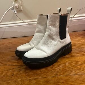 Lucky Brand White and Black Ankle Booties